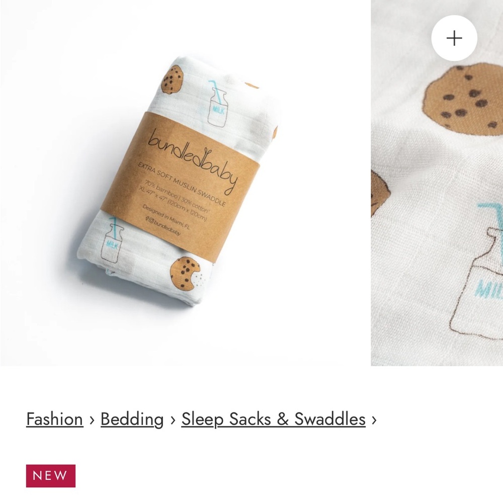 Extra Soft Muslin Swaddle - White with Cookie and Milk Print